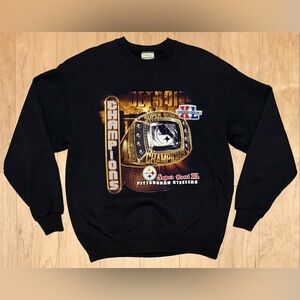VTG Y2K 2006 Super Bowl XL Pittsburgh Steelers Lee Crewneck Sweatshirt Medium